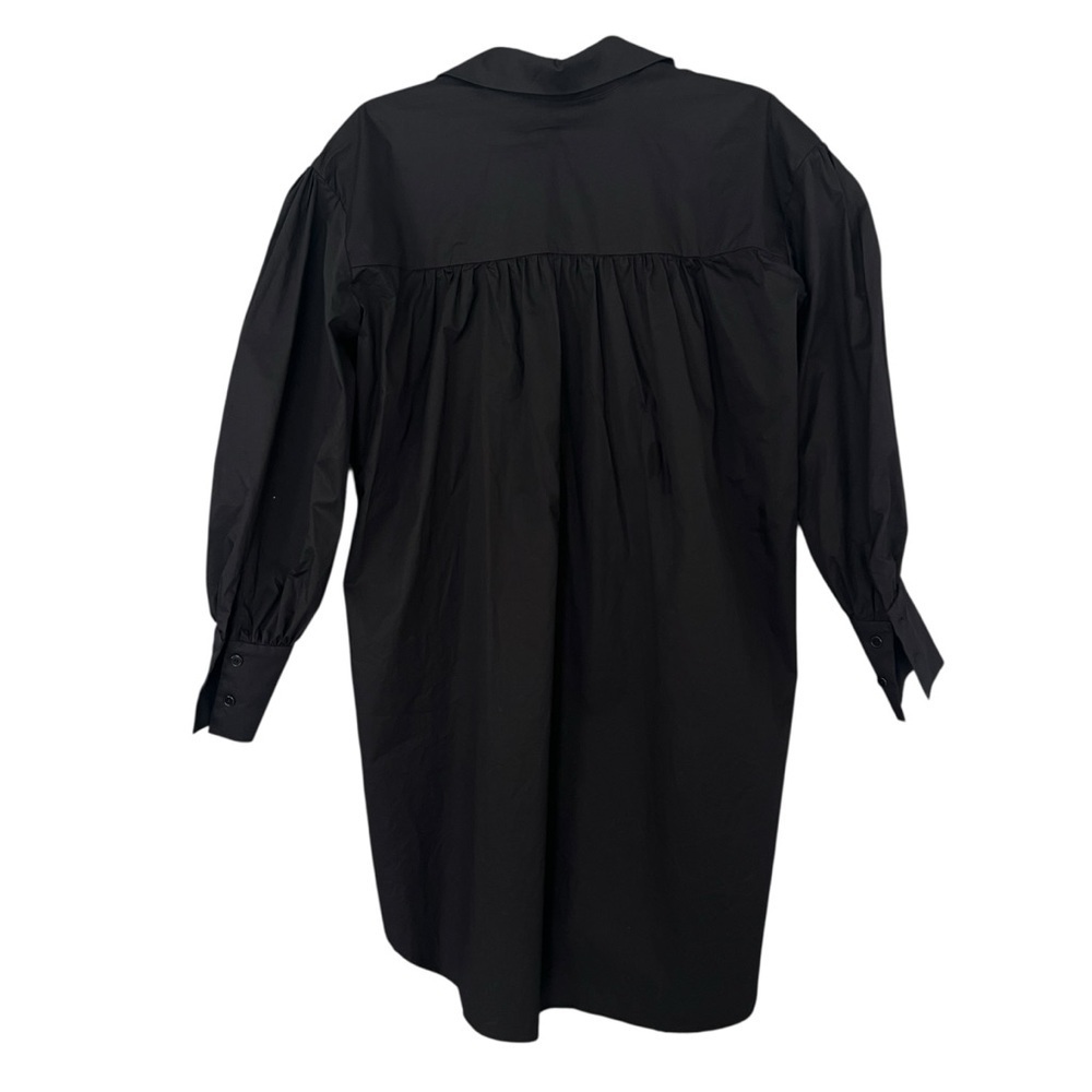 MONICA NERA Long Sleeve Poplin Button Front Shirt Dress Pockets Black Size Small - Picture 5 of 14